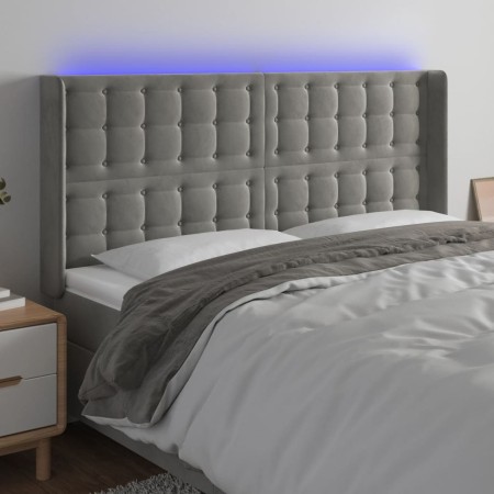 Hellgraues Samtkopfteil mit LED 163x16x118/128 cm von vidaXL, Kopf- und Fußteile - Ref: Foro24-3124536, Preis: 145,21 €, Raba...
