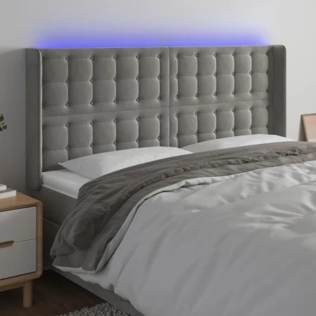 Hellgraues Samtkopfteil mit LED 163x16x118/128 cm von vidaXL, Kopf- und Fußteile - Ref: Foro24-3124536, Preis: 142,70 €, Raba...
