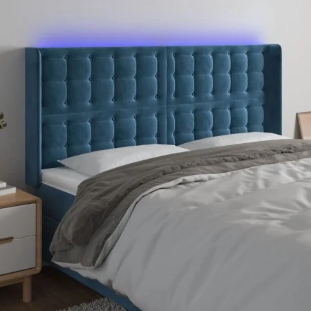 LED-Kopfteil aus dunkelblauem Samt, 183 x 16 x 118/128 cm von vidaXL, Kopf- und Fußteile - Ref: Foro24-3124546, Preis: 138,96...