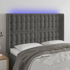 Dunkelgraues Samtkopfteil mit LED 147x16x118/128 cm von vidaXL, Kopf- und Fußteile - Ref: Foro24-3124531, Preis: 133,91 €, Ra...