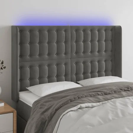 Dunkelgraues Samtkopfteil mit LED 147x16x118/128 cm von vidaXL, Kopf- und Fußteile - Ref: Foro24-3124531, Preis: 133,91 €, Ra...
