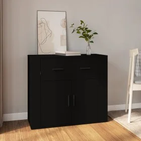 Schwarzes Sperrholz-Sideboard 80x33x70 cm von vidaXL, Sideboards - Ref: Foro24-816569, Preis: 74,86 €, Rabatt: %
