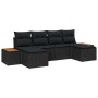 Conjunto de sofá de jardín con cojín 6 pcs Negro Poliratán
