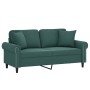 Sofá de 2 plazas con cojines terciopelo verde oscuro 140 cm