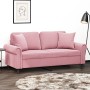 Sofá de 2 plazas con cojines terciopelo rosa 140 cm
