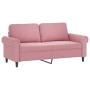 Sofá de 2 plazas con cojines terciopelo rosa 140 cm