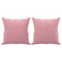 Sofá de 2 plazas con cojines terciopelo rosa 140 cm