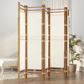 Biombo plegable de 5 paneles bambú y lona 200 cm de vidaXL, Divisores de ambientes - Ref: Foro24-350625, Precio: 126,35 €, De...