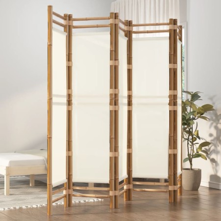 Biombo plegable de 5 paneles bambú y lona 200 cm de vidaXL, Divisores de ambientes - Ref: Foro24-350625, Precio: 126,35 €, De...