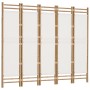 Biombo plegable de 5 paneles bambú y lona 200 cm de vidaXL, Divisores de ambientes - Ref: Foro24-350625, Precio: 126,35 €, De...