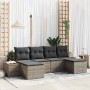 Conjunto de sofá de jardín con cojín 6 pcs Gris Poliratán
