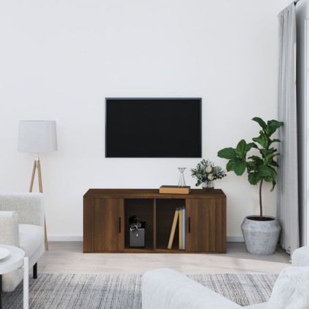 Mueble TV madera contrachapada color marrón roble 100x35x40 cm de vidaXL, Muebles TV - Ref: Foro24-816807, Precio: 56,72 €