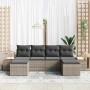 Conjunto de sofá de jardín con cojín 6 pcs Gris Poliratán
