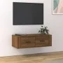 Hanging TV cabinet brown oak plywood 80x36x25cm by vidaXL, TV Furniture - Ref: Foro24-816839, Price: 51,87 €, Discount: %