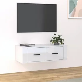 Hängendes TV-Möbel aus glänzendem weißem Holz 80x36x25 cm von vidaXL, TV-Möbel - Ref: Foro24-816834, Preis: 42,07 €, Rabatt: %