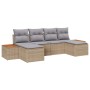 Conjunto de sofá de jardín con cojín 6 pcs Beige Poliratán