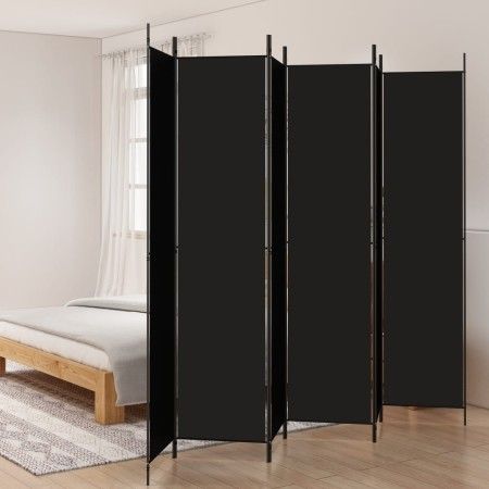 Biombo divisor de 6 paneles de tela negro 300x220 cm de vidaXL, Divisores de ambientes - Ref: Foro24-350209, Precio: 56,31 €,...