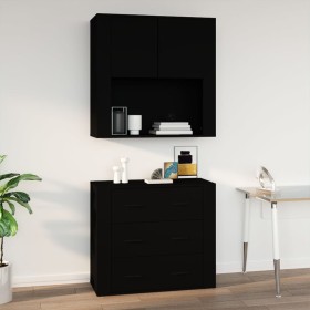 Armario de pared madera contrachapada negro 80x33x80 cm de vidaXL, Aparadores - Ref: Foro24-816585, Precio: 89,95 €, Descuent...