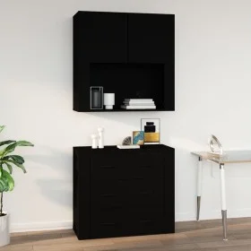 Schwarzer Sperrholz-Wandschrank 80x33x80 cm von vidaXL, Sideboards - Ref: Foro24-816585, Preis: 88,28 €, Rabatt: %