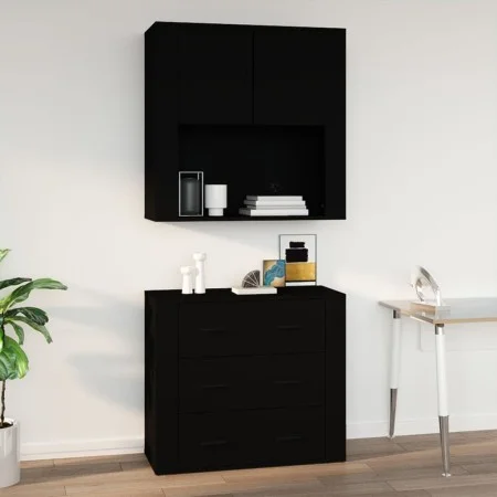 Schwarzer Sperrholz-Wandschrank 80x33x80 cm von vidaXL, Sideboards - Ref: Foro24-816585, Preis: 88,28 €, Rabatt: %