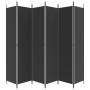 Biombo divisor de 6 paneles de tela negro 300x220 cm de vidaXL, Divisores de ambientes - Ref: Foro24-350209, Precio: 56,31 €,...