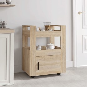 Carrito de cocina madera contrachapada color roble 60x45x80 cm