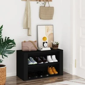 Mueble zapatero de madera contrachapada negro 75x35x45 cm de vidaXL, Zapateros y organizadores de calzado - Ref: Foro24-81689...