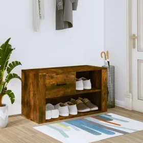 Mueble zapatero madera contrachapada roble ahumado 80x35x45 cm by vidaXL, Shoe racks and shoe organizers - Ref: Foro24-816757...