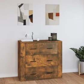 Sideboard aus geräuchertem Eichensperrholz, 80 x 33 x 70 cm von vidaXL, Sideboards - Ref: Foro24-816581, Preis: 103,71 €, Rab...