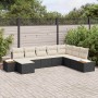 Conjunto de sofá de jardín con cojín 8 pcs Negro Poliratán