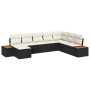 Conjunto de sofá de jardín con cojín 8 pcs Negro Poliratán