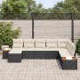 Conjunto de sofá de jardín con cojín 8 pcs Negro Poliratán