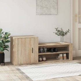 Mueble zapatero madera contrachapada roble Sonoma 130x35x54 cm