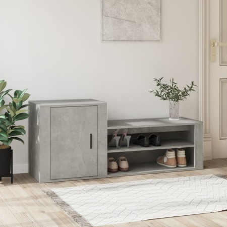 Schuhschrank aus grauem Beton-Sperrholz 130x35x54 cm von vidaXL, Schuhregale und Schuhorganisatoren - Ref: Foro24-816748, Pre...