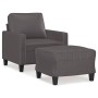 Sillón con taburete cuero sintético gris 60 cm en Sofás | Comprar online en Foro24