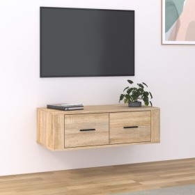 Mueble TV colgante madera contrachapada roble Sonoma 80x36x25cm