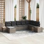 Conjunto de sofá de jardín con cojín 8 pcs Gris Poliratán