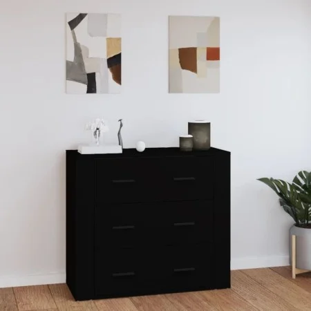 Schwarzes Sperrholz-Sideboard 80x33x70 cm von vidaXL, Sideboards - Ref: Foro24-816577, Preis: 98,30 €, Rabatt: %