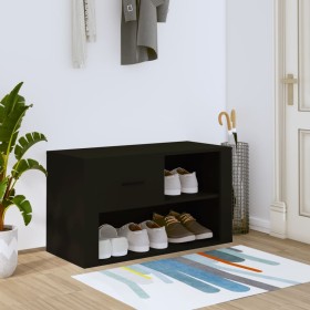 Mueble zapatero madera contrachapada negro 80x35x45 cm