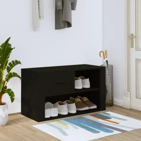 Shoe cabinet made of black plywood wood 80x35x45 cm by vidaXL, Shoe racks and shoe organizers - Ref: Foro24-816753, Price: 48...