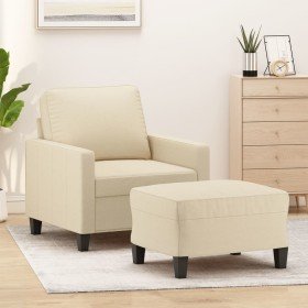 Sillón con taburete tela crema 60 cm en Sofás | Comprar online en Foro24