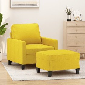 Sillón con taburete tela amarillo claro 60 cm