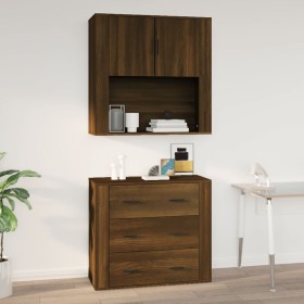 Oak brown plywood wall cabinet 80x33x80 cm by vidaXL, Sideboards - Ref: Foro24-816591, Price: 68,17 €, Discount: %
