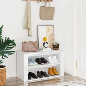 Mueble zapatero madera contrachapada blanco brillo 75x35x45 cm by vidaXL, Shoe racks and shoe organizers - Ref: Foro24-816898...