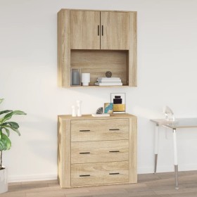 Armario de pared madera contrachapada roble sonoma 80x33x80 cm