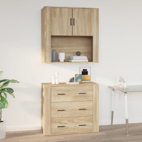 Sonoma oak plywood wall cabinet 80x33x80 cm by vidaXL, Sideboards - Ref: Foro24-816587, Price: 91,72 €, Discount: %