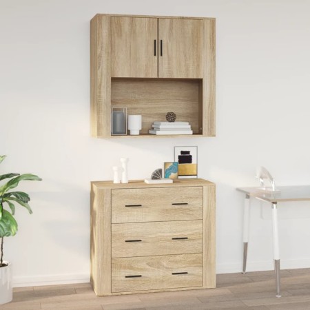 Sonoma oak plywood wall cabinet 80x33x80 cm by vidaXL, Sideboards - Ref: Foro24-816587, Price: 91,72 €, Discount: %