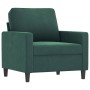 Sillón con taburete terciopelo verde oscuro 60 cm