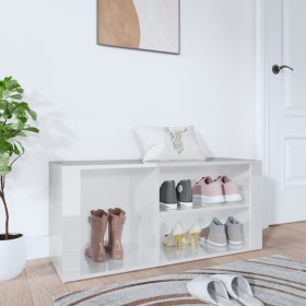 Mueble zapatero madera contrachapada blanco brillo 100x35x45 cm