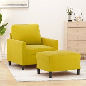 Sillón con taburete terciopelo amarillo 60 cm Sillón con taburete terciopelo amarillo 60 cm